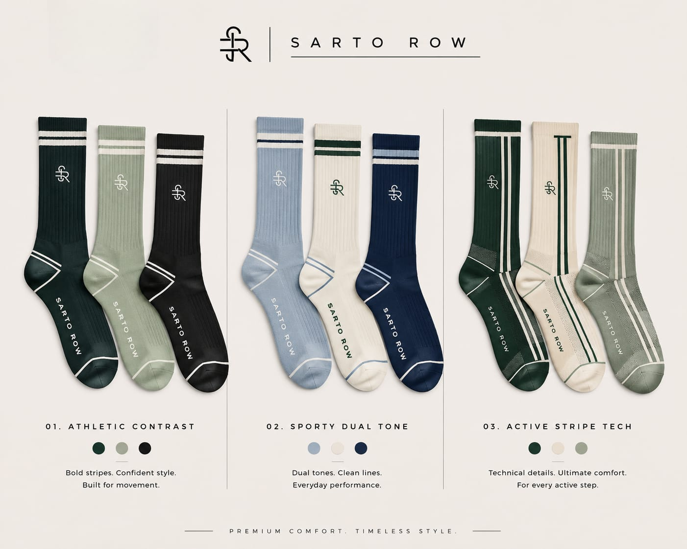 Sarto Row athletic contrast and active stripe tech socks