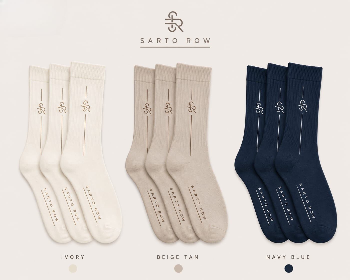 Sarto Row ivory beige and navy heritage tone socks